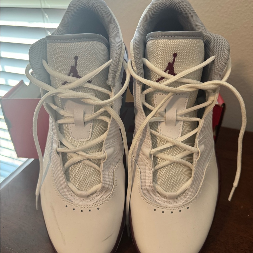 Nike White and Maroon Jordans